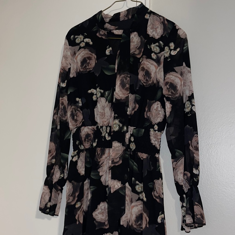 Black chiffon floral maxi dress